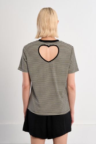 T-shirt rayé noir avec ouverture en cœur - LILI SIDONIO - Modalova