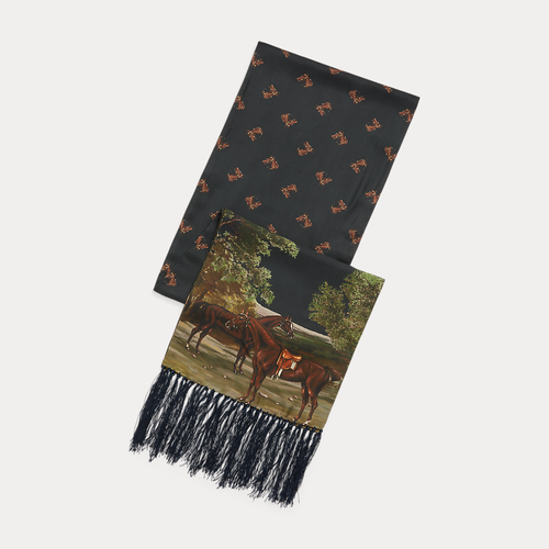 Foulard en soie à franges motif équestre - Polo Ralph Lauren - Modalova