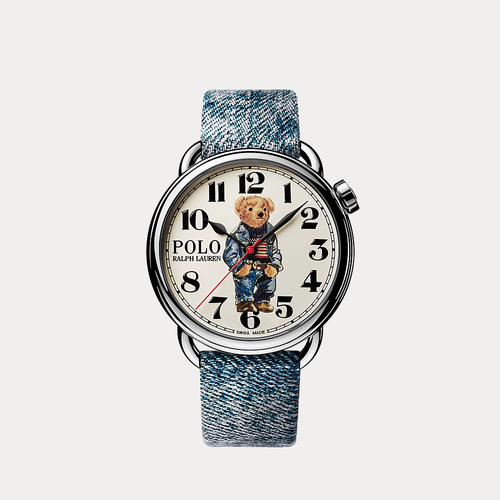 Montre Polo Bear 42 MM à drapeau denim - Polo Ralph Lauren - Modalova