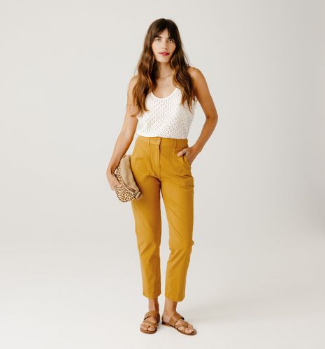 Pantalon en toile de coton Ocre - Promod - Modalova