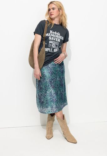 Jupe midi évasée à paillettes Imprimé bleu L - Promod - Modalova