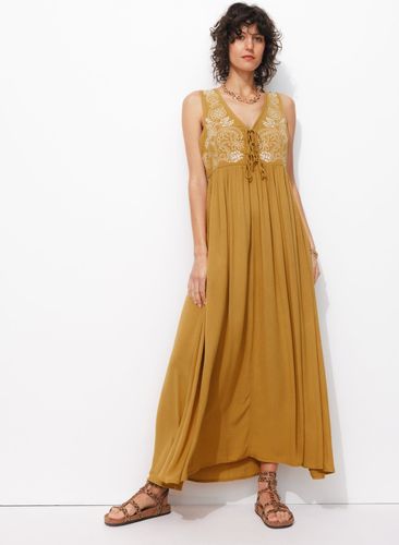 Robe longue brodée Caramel 34 - Promod - Modalova