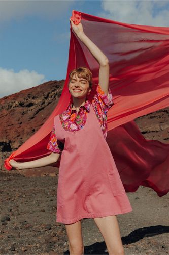 Robe-salopette en toile Rose - Promod - Modalova