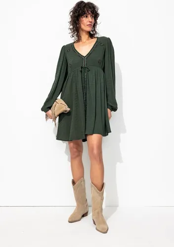 Robe courte brodée Vert foncé 38 - Promod - Modalova