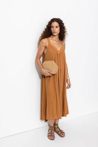 Robe mi-longue évasée Rose Pâle - Promod - Modalova