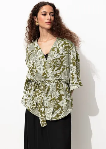 Veste kimono imprimée Kaki Unique - Promod - Modalova