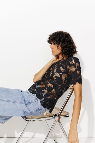 Blouse en guipure brodée Noir - Promod - Modalova