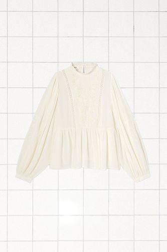 Blouse brodée perlée Ecru S - Promod - Modalova