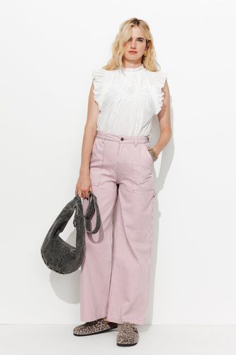 Pantalon charpentier rayé Rayé lilas 46 - Promod - Modalova