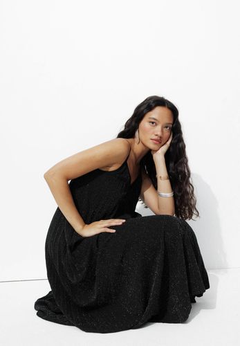 Longue robe plissée pailletée Noir 42 - Promod - Modalova