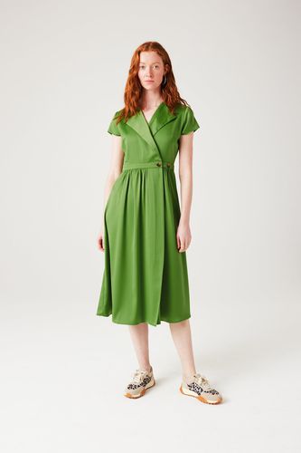 Robe portefeuille en satin Vert 36 - Promod - Modalova