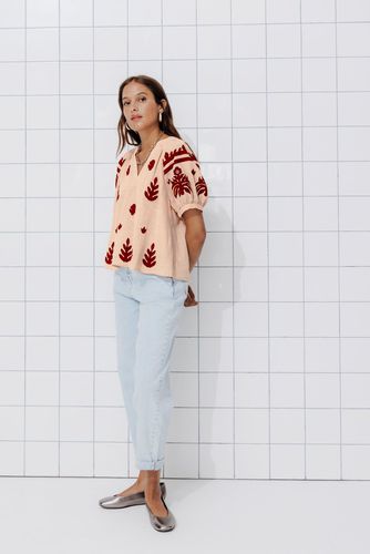 Blouse brodée en coton 34 - Promod - Modalova