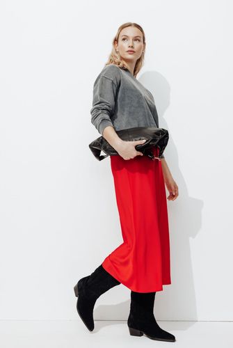 Jupe midi en satin Rouge M - Promod - Modalova