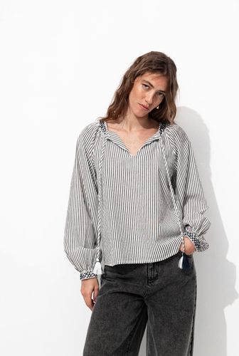 Blouse rayée en coton Rayé Noir 38 - Promod - Modalova
