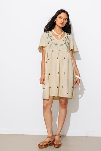 Robe brodée en gaze de coton Imprimé écru 44 - Promod - Modalova