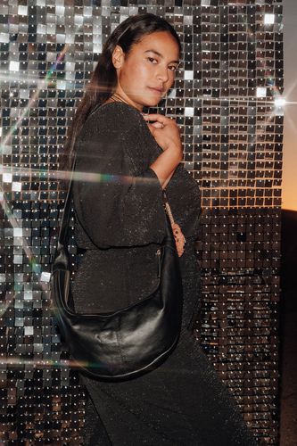 Sac croissant en cuir Noir - Promod - Modalova