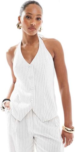 Gilet de costume d'ensemble boutonnÃ© et ajustÃ© Ã  encolure amÃ©ricaine - Blanc Ã  fines rayures Blanc 46 female - 4th & reckless - Modalova