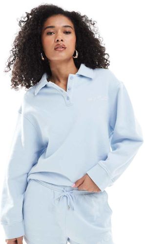 Sweat d'ensemble à col boutonné et logo brodé - Bleu M - 4th & reckless - Modalova