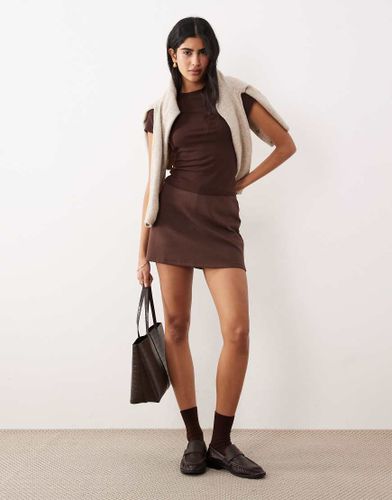 Mini jupe-short d'ensemble en maille point de Rome - Marron-Brown M - Asos Design - Modalova