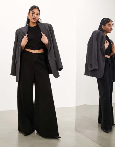 Pantalon ample Ã  taille asymÃ©trique en jersey texturÃ© de qualitÃ© supÃ©rieure - Noir Noir 36 female - Asos Edition - Modalova