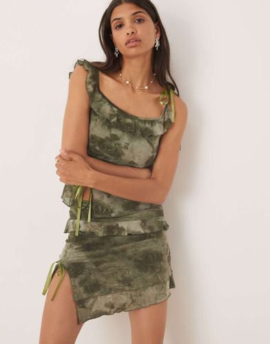 The Sky - Jupe d'ensemble en velours - Vert multicolore Vert 40 female - KISS - Modalova