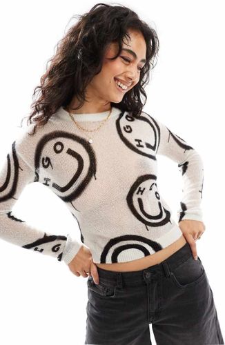 Satta - Pull en maille avec logo sur l'ensemble - Blanc-Multicolore Multicolore 42 female - Hugo Blue - Modalova