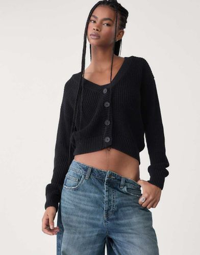 Gilet boutonnÃ© en maille - Noir Noir S female - Stradivarius - Modalova
