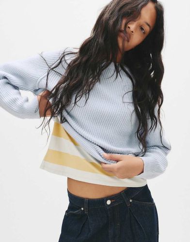 Pull & Bear - Sweat en maille envers - Bleu moyen Bleu S female - Pull&bear - Modalova