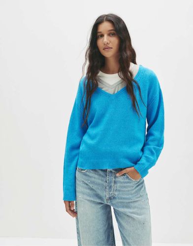 Pull & Bear - Sweat oversize en maille fine - Turquoise-Bleu Bleu S female - Pull&bear - Modalova