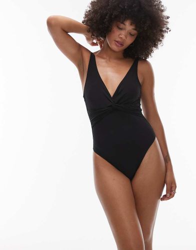 Maillot 1 pièce à décolleté plongeant avec détail torsadé à l'avant et bretelles amovibles - Noir Noir 36 female - & Other Stories - Modalova