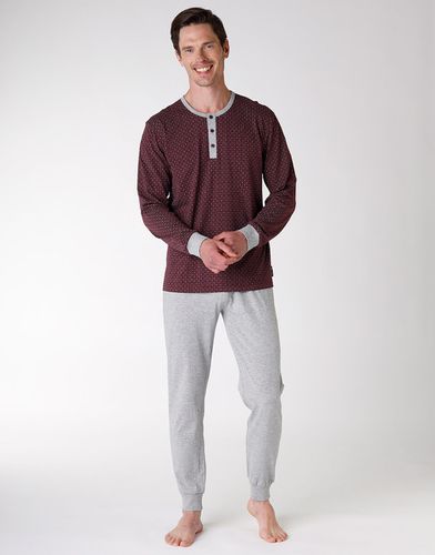 Pyjama long jersey, bordeaux à imprimé BORDEAUX STAMPA XXL - Dim - Modalova