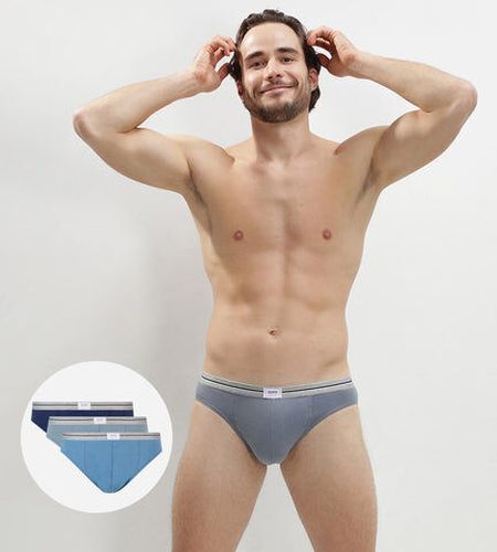 Lot de 3 slips bleu denim gris en coton stretch résistant Ultra Resist Bleu 7 - Dim - Modalova