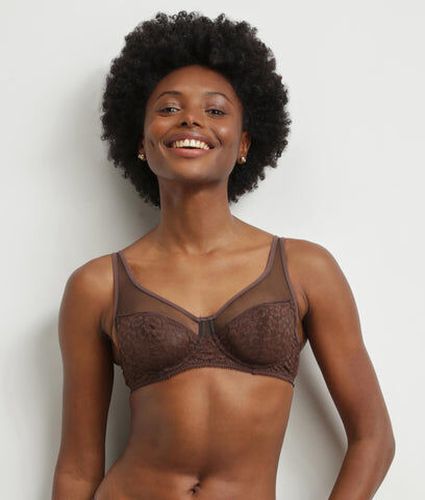 Soutien-gorge emboitant en dentelle léopard Chocolat Generous - Féminin - Taille 85B Marron 85B - Dim - Modalova