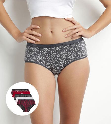Lot de 5 shorties coton stretch Rouge motifs coeurs Les Pockets Gris 36/38 - Dim - Modalova