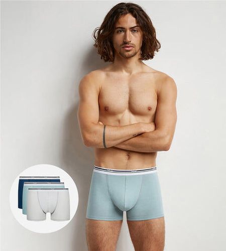 Lot de 3 boxers coton stretch Bleu Gris Classic Colors Bleu 6 - Dim - Modalova