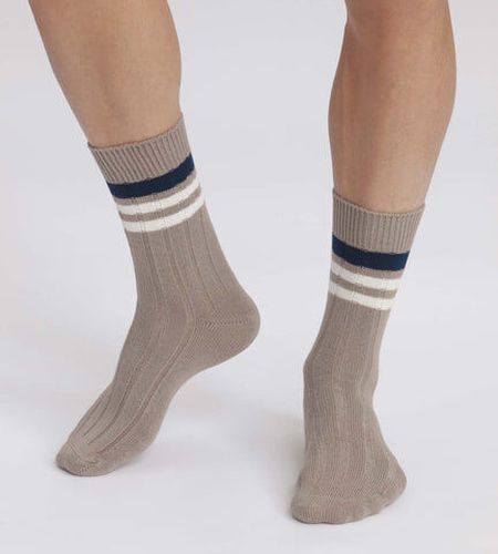 Chaussettes en maille côtelée à rayures Gris Bambou Gris 39/42 - Dim - Modalova