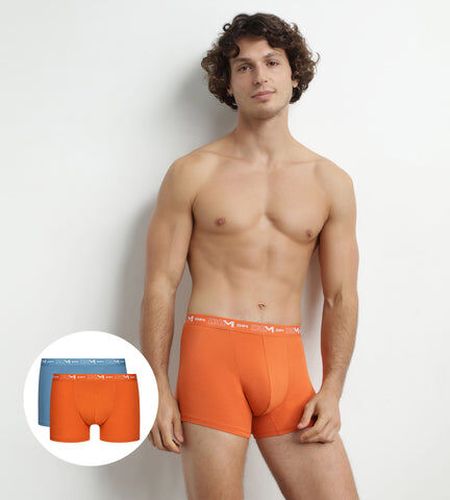 Lot de 2 Boxers Bleu Orange ceinture graphique Coton Stretch Orange 6 - Dim - Modalova