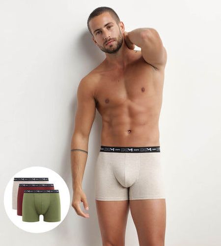 Lot de 3 boxers Crème Rouge Kaki Coton Stretch Beige 6 - Dim - Modalova