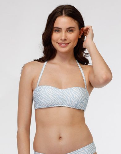 Haut de maillot de bain bandeau en microfibre, imprimé animalier bleu clair STAMP ANIM AZZU 90C - Dim - Modalova