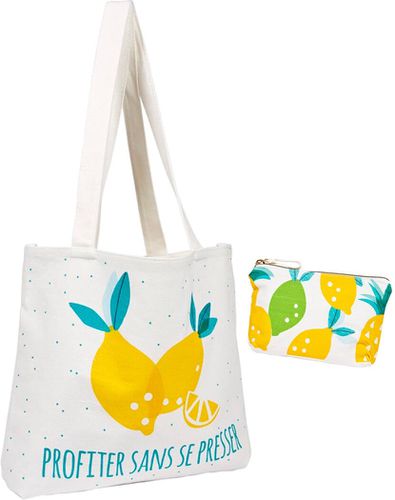 Kit Tote Bag & Pochette Family Pop - Citron - Draeger - Modalova