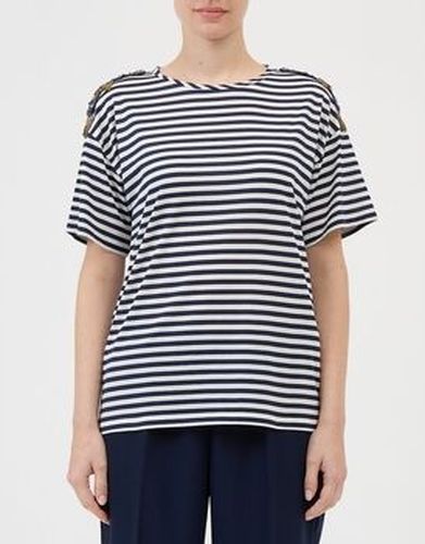 T-shirt T-shirt rayé avec patch sur l'épaule multicolor - Ermanno Scervino - Modalova