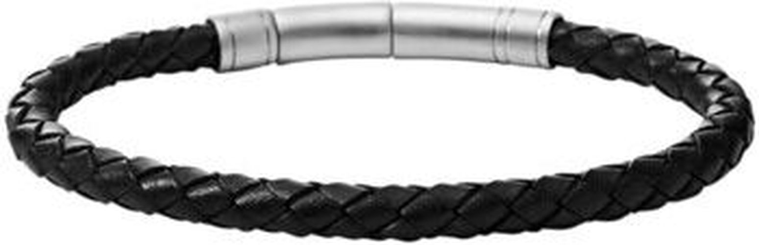 Bracelets Bracelet cuir noir tressé Noir - Fossil - Modalova