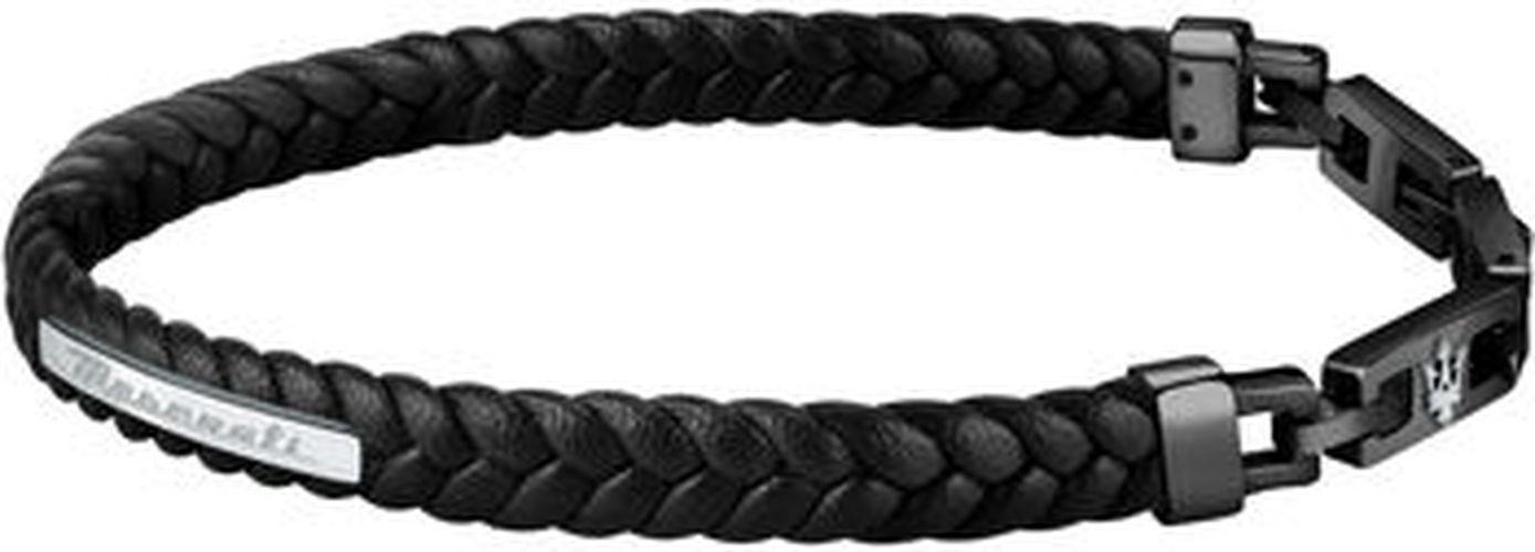 Bracelets Bracelet en acier recyclé et cuir Noir - Maserati - Modalova