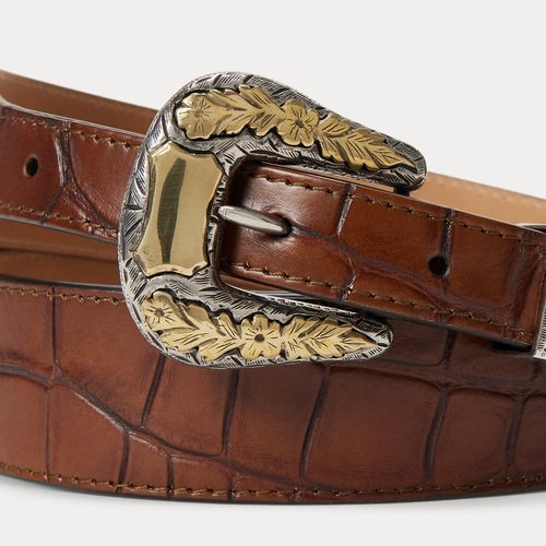 Ceinture Western en cuir d'alligator - Purple Label - Modalova