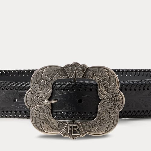 Ceinture à boucle en vachette gaufrée - Collection - Modalova