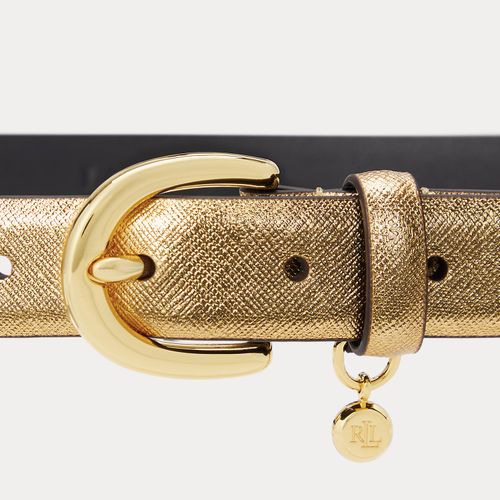 Ceinture cuir hachure croisée à breloque - Lauren - Modalova
