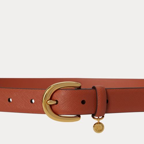 Ceinture cuir hachure croisée à breloque - Lauren - Modalova