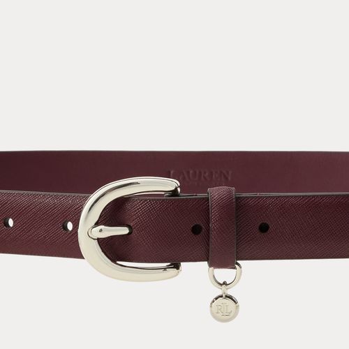 Ceinture cuir hachure croisée à breloque - Lauren - Modalova