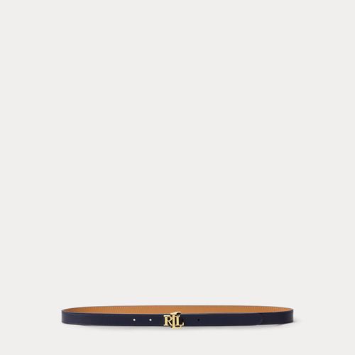 Ceinture fine réversible à logo en cuir - Lauren - Modalova