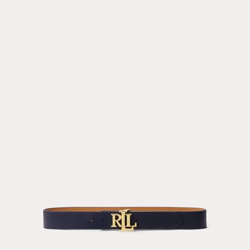 Ceinture réversible large à logo en cuir - Lauren - Modalova